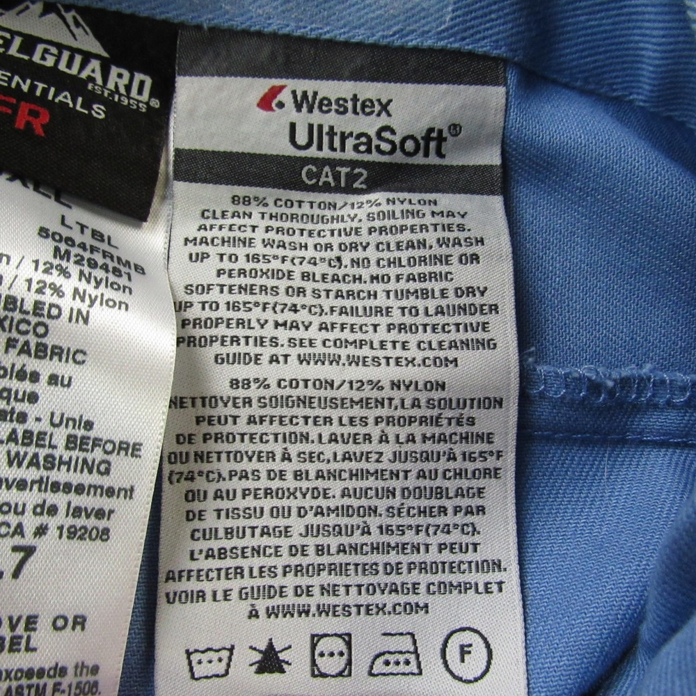 Steelguard Flame Resistant Shirt Mens 5XL Blue‎ Westex UltraSoft CAT2 Workwear - Picture 5 of 16